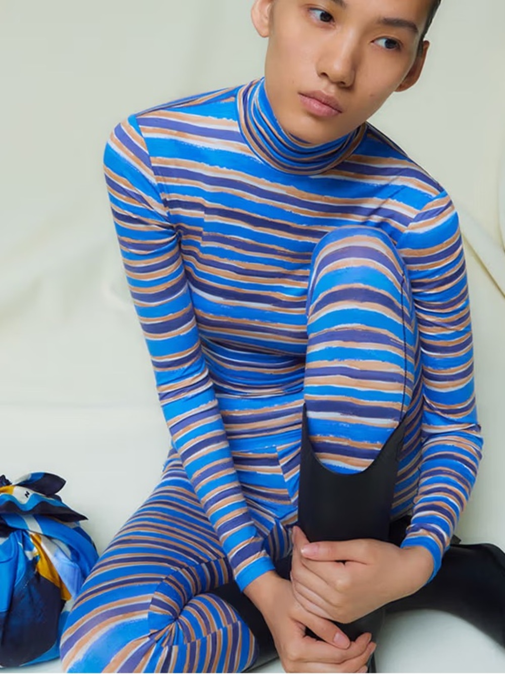 Marni Uniqlo Heattech Striped Turtleneck Layering Top size small